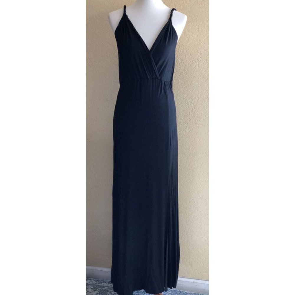 Loveriche Womens Black Rope Sleeve Strap Maxi Dress Size M